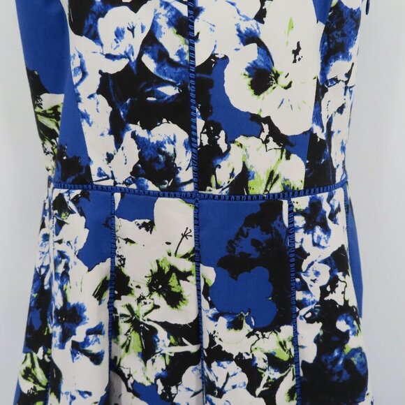Parker Women Medium Blue White Floral Flower A Line Cut Out Back Dress Sundress - Picture 3 of 13